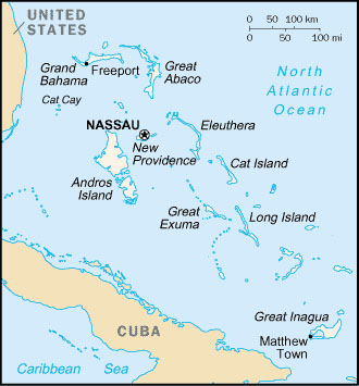 Map of the Bahamas Archipelago